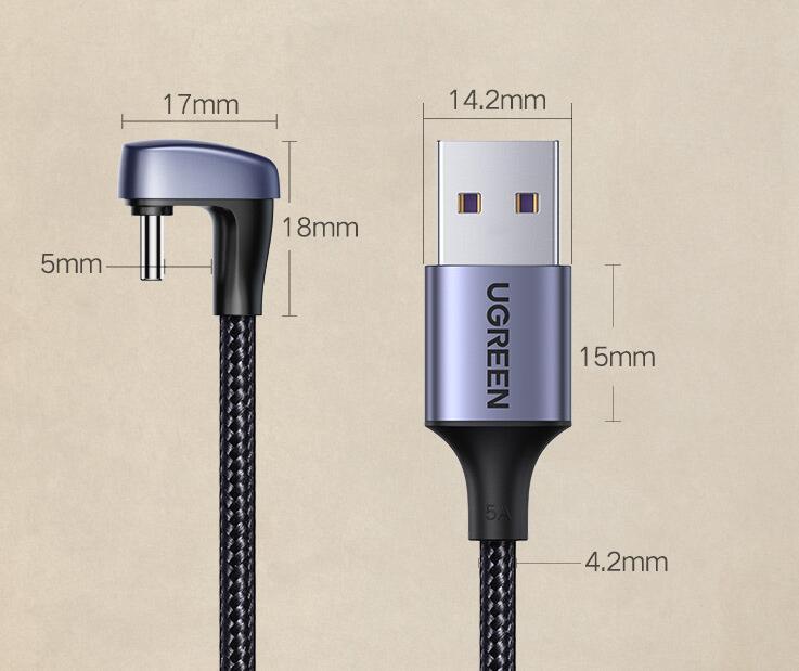 Lvlian USB Type-C Cable 5a Elbow U-shaped Braided Charging Long Cable