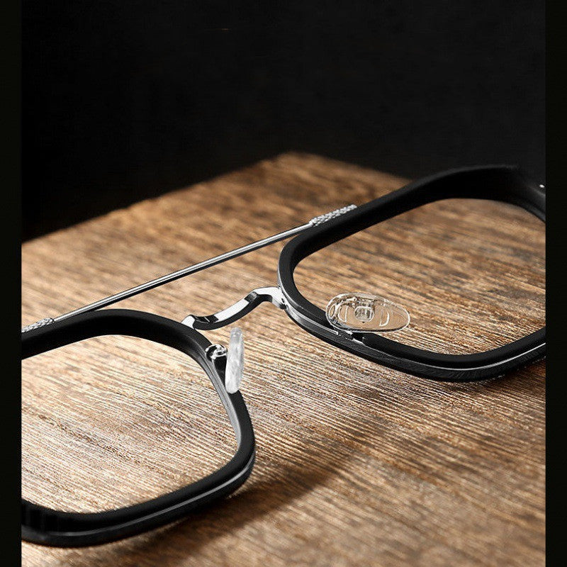 Retro Double Beam Myopia Frame Glasses