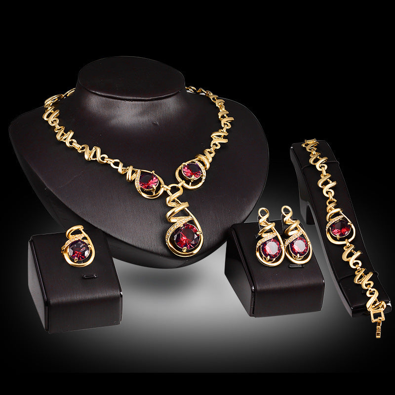Ladies Banquet Necklace Jewelry Four-piece Set