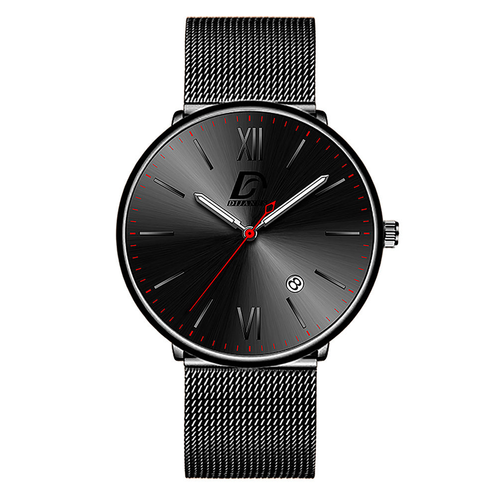 Men's Stainless Steel Calendar Watch Korean Version