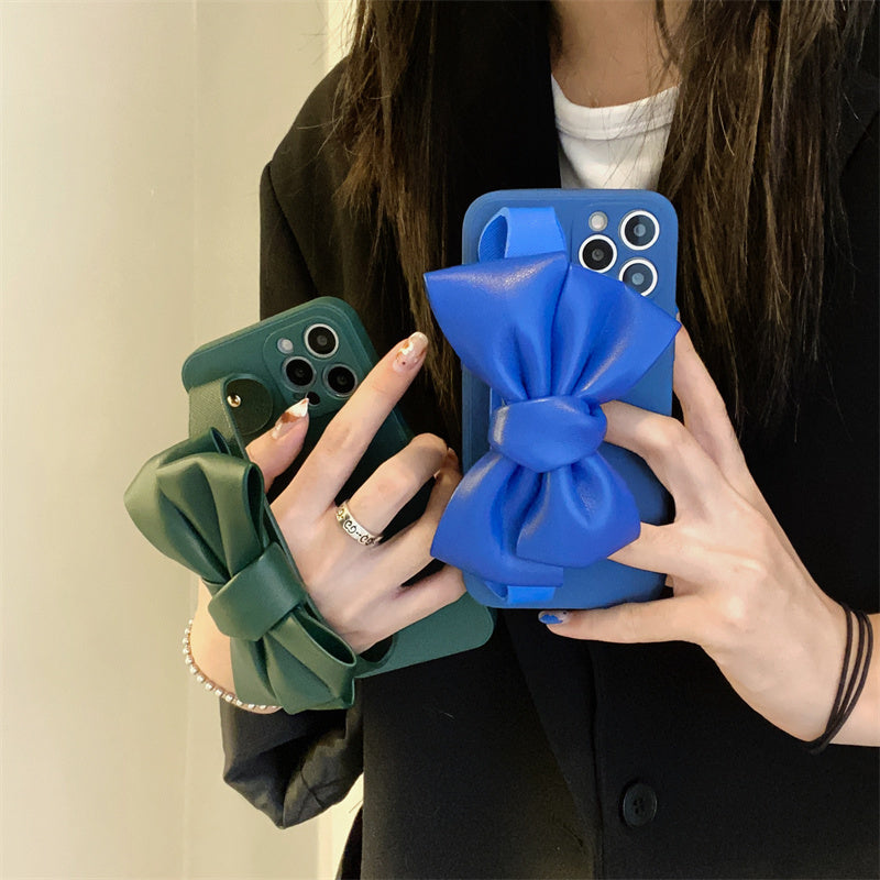 Leather Bowknot Wristband Holder Fine Hole Soft Shell