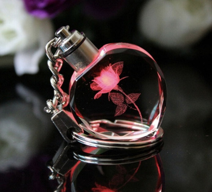 New Product Heart-shaped Keychain With Crystal LED Light
