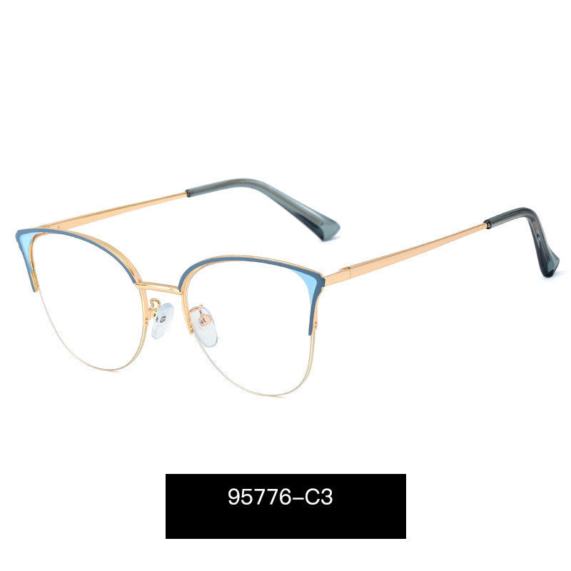 Women's Fashion Half Frame Blue Light Blocking Glasses