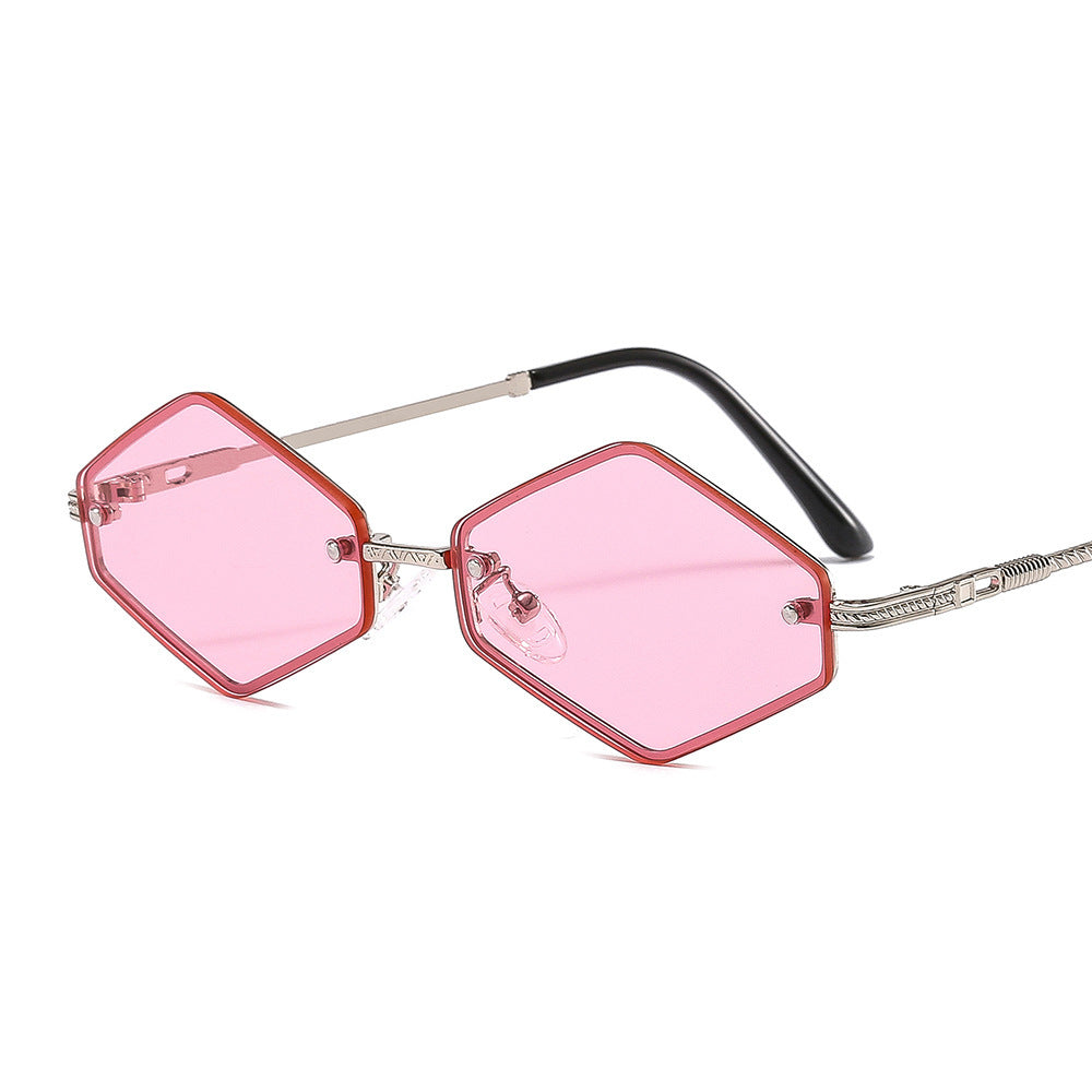 Diamond-shaped Decorative UV Protection Sunglasses Without Rim
