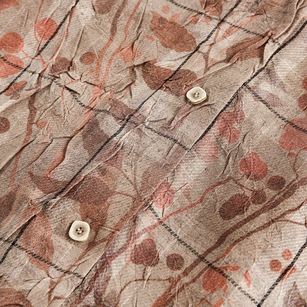 Leaves And Flowers Loose Shirt Men