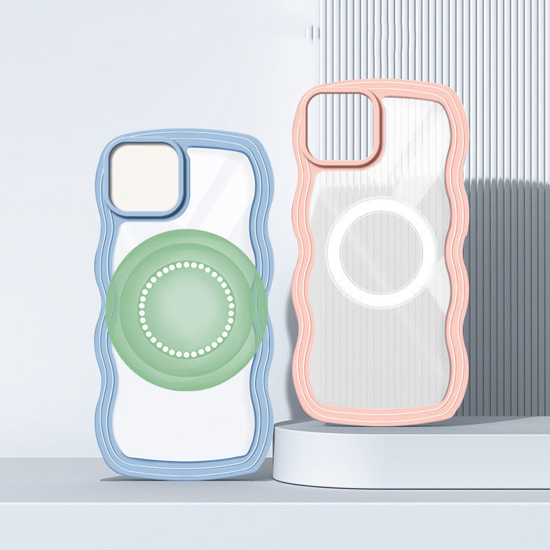 Two-in-one Wave Pattern Transparent Phone Case