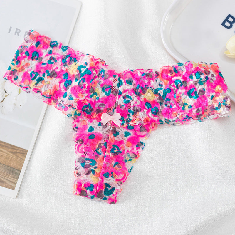 Women's Sexy Low Waisted Lace Printed Thong