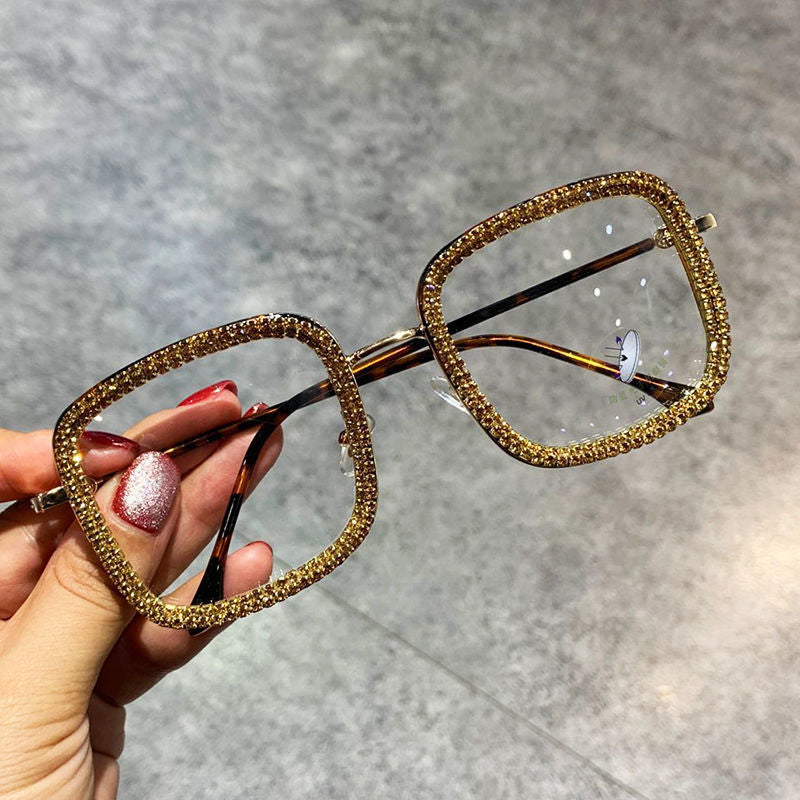 Korean Fashion Trendy Square Diamond-studded Glasses