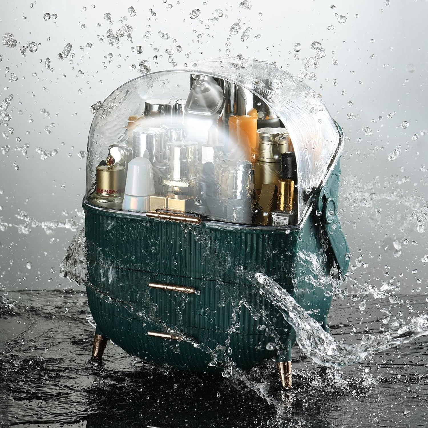 Makeup Organizer,Skincare Organizer With 2 Drawers And Transparent Cover,Cosmetic Display Case For Vanity Organizer And Bathroom Countertop Storage