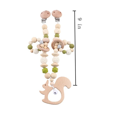 Baby Toy Wooden Pram Clip Baby Mobile Pram Personalize Silicone Bead Cloud Pacifier Chain Silicone Rattle Baby Wooden Teether