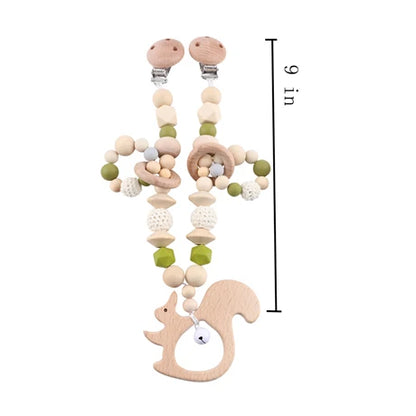 Baby Toy Wooden Pram Clip Baby Mobile Pram Personalize Silicone Bead Cloud Pacifier Chain Silicone Rattle Baby Wooden Teether