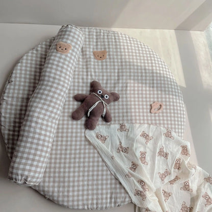 Large Bear Soft Toy Newborn Baby Round Carpet Floor Rugs Thick Cotton Crawling Mat for Kids Room Play Pad