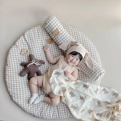 Large Bear Soft Toy Newborn Baby Round Carpet Floor Rugs Thick Cotton Crawling Mat for Kids Room Play Pad
