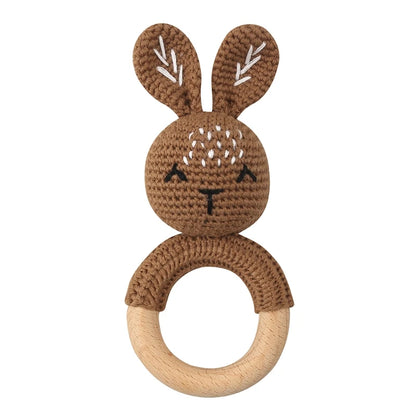 1Pc Baby Wooden Teether Crochet Rattle Toy BPA Free   Rattle Baby Mobile Gym Newborn Stroller Educational Toys Dropshipping