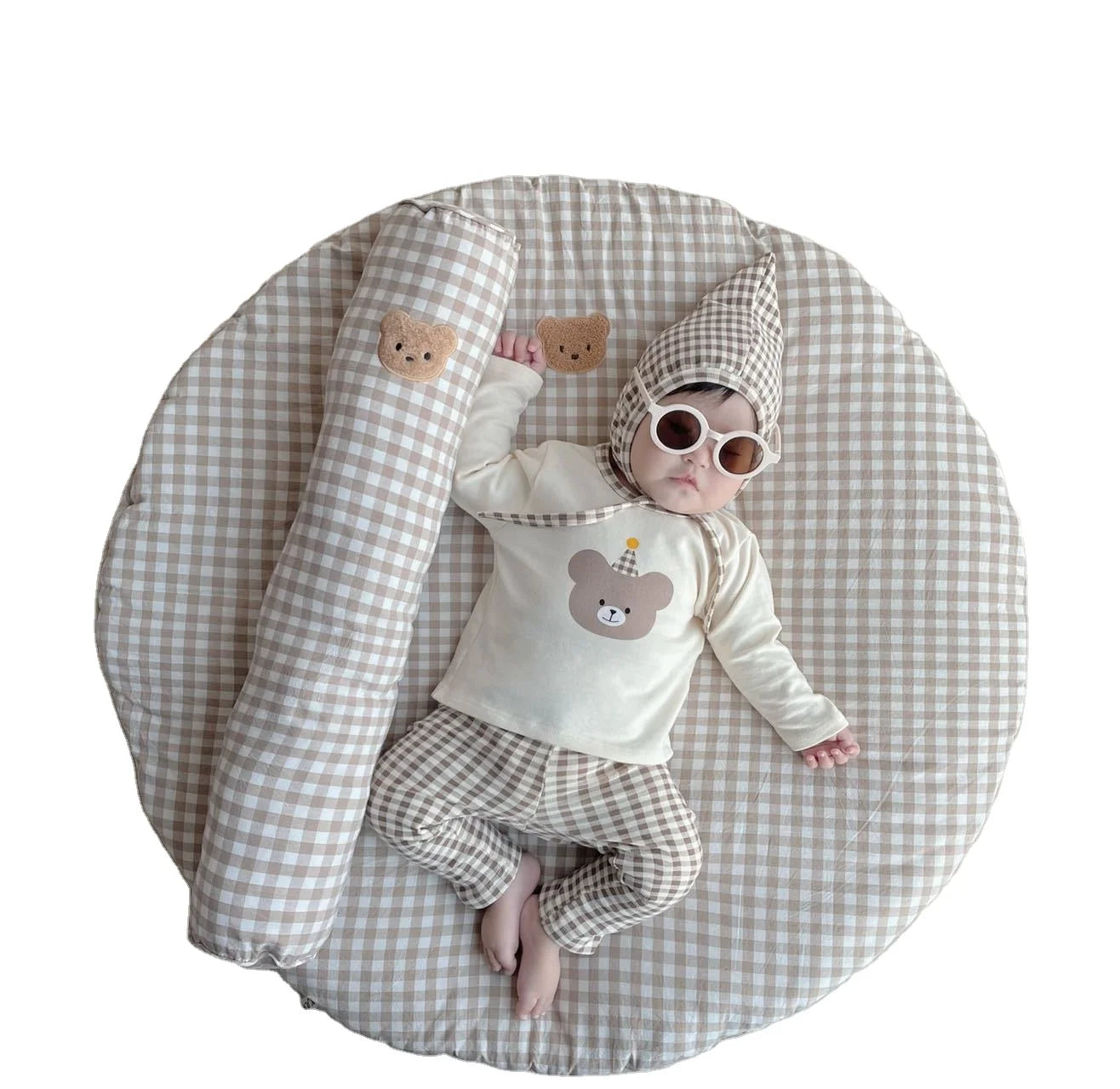 Large Bear Soft Toy Newborn Baby Round Carpet Floor Rugs Thick Cotton Crawling Mat for Kids Room Play Pad