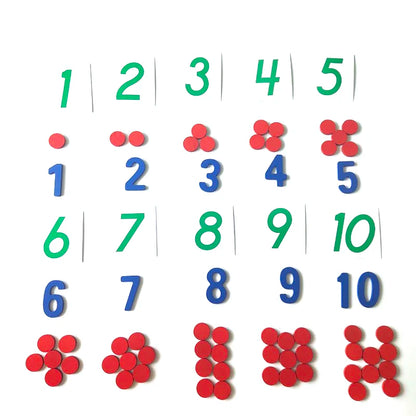 Kids Wooden Montessori Cognitive Cards Number Counting Math Game Educational Toys For Kids Early Childhood Preschool Training