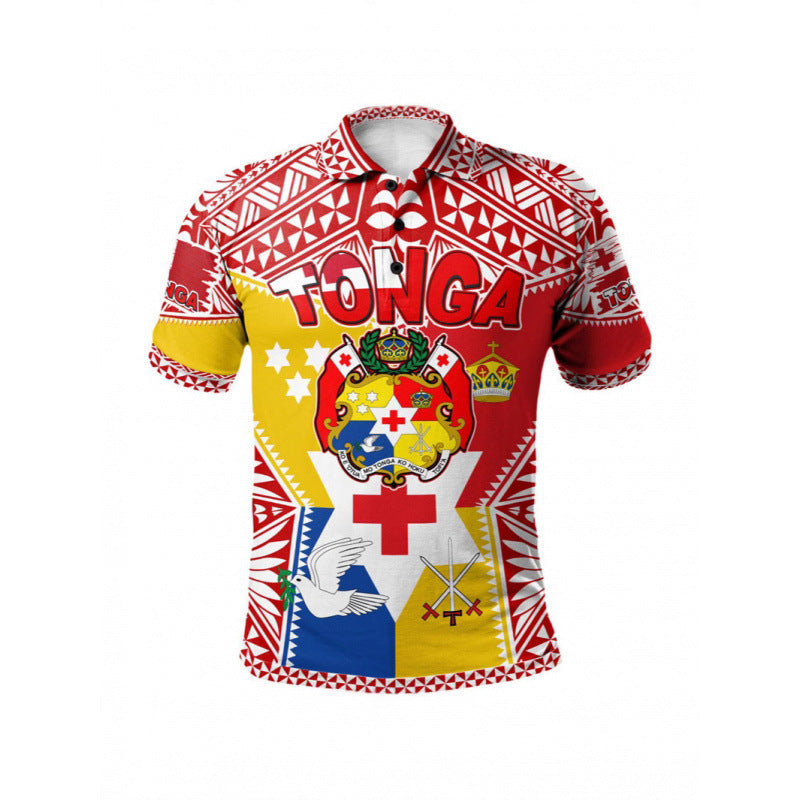 Hawaiian Tonga Graphic Polo Shirt Men