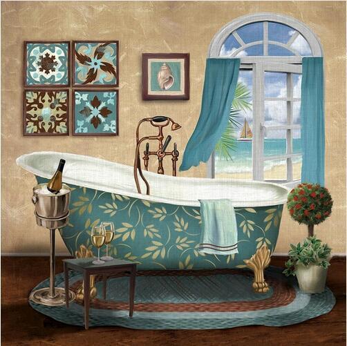 Modern Retro Bathroom Canvas Painting Mural Poster Wall