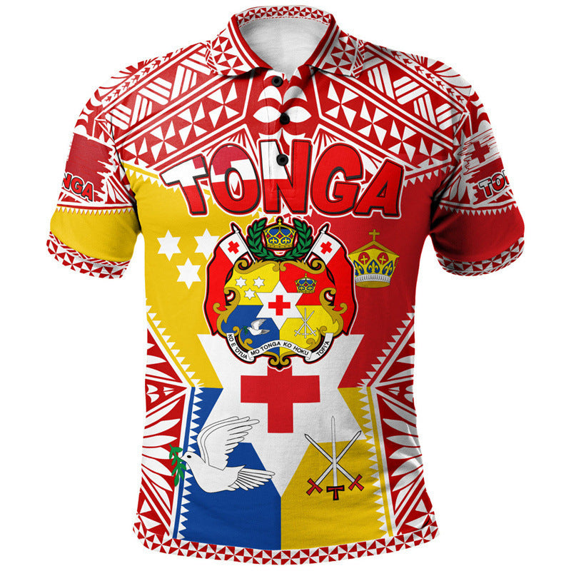 Hawaiian Tonga Graphic Polo Shirt Men