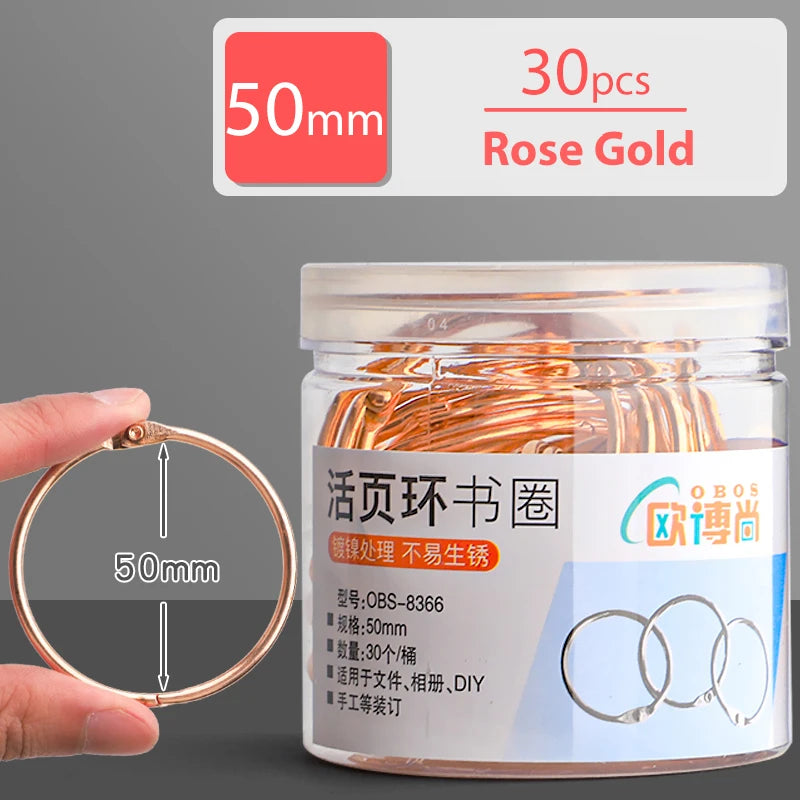 20/30/40/50mm Metal Binder Ring Loose-leaf Paper Book Index Cards Album Binding Clip Hole Punch Puncher Office Supplies