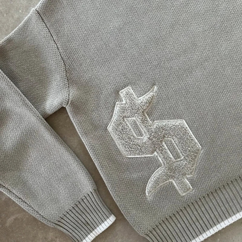 Men Gray Money Sign Sweater Y2k American Dollar Knit Pullover Vintage Classic Streetwear Warm Winter Crewneck Top Casual Fashion