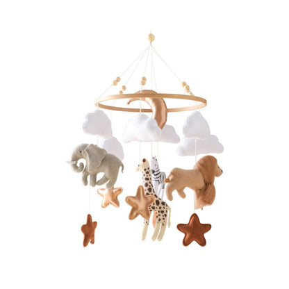 Wooden Mobile Bed Bell Crib Bracket Animal Kingdom Soft Felt Bed Bell Newborn Music Box Hanging Toy Baby Toys S for 0 12 Months