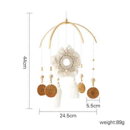 Baby Wooden Bed Bell Cartoon Rabbit Mobile Hanging Rattles Toy Hanger Crib Mobile Bed Bell Wood Toy Holder Arm Bracket Kid Gifts