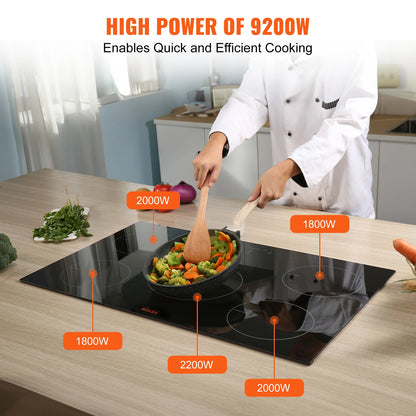 SucceBuy 5 Burners 30/36 Inch Electric Induction Cooktop Stove Hob Built-in Burner Cooker Sensor Touch Control Magnetic Cooker
