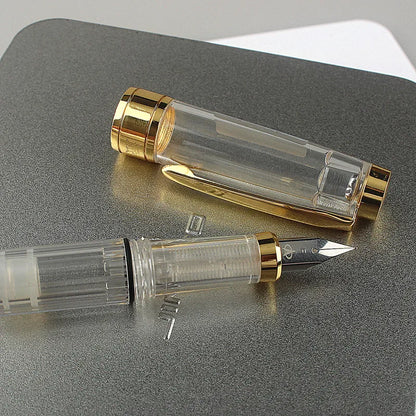 High quality Fountain Pen Transparent Resin Large-capacity Piston Filling EF/F  Nib Student Writing Ink Pen