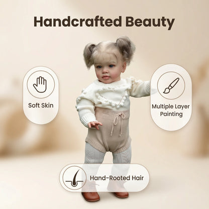 NPK 26inch Reborn Toddler Doll Pippa - Realistic Baby Girl Art Doll 3D Skin Painted Finished 6 Month Size Collectible