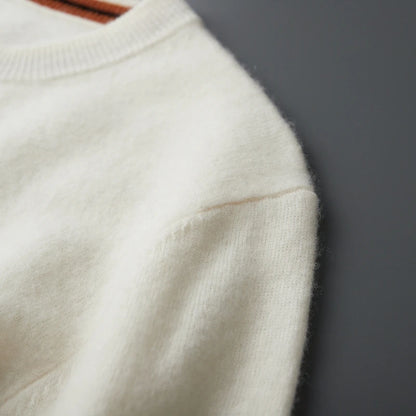 Autumn Winter Men's O-Neck Pullover Sweater 100% Cashmere Simple Basic Knitwear Cashmere Solid Color Clothing Casual Warm Tops