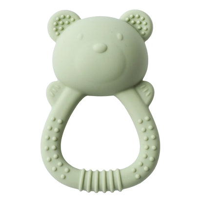Silicone Teether for Babies Food-Grade Teething Toy Rattle 0-12 Months Baby Sensory Toy Bear Hand Bell Silicone Teething Toy