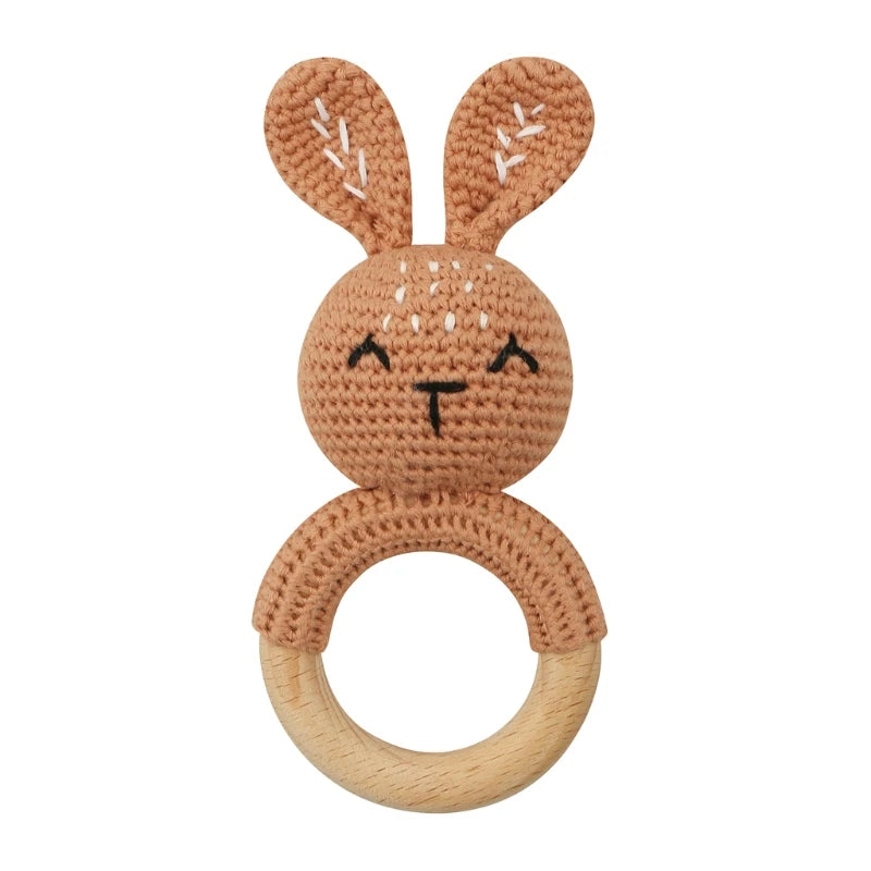 1Pc Baby Wooden Teether Crochet Rattle Toy BPA Free   Rattle Baby Mobile Gym Newborn Stroller Educational Toys Dropshipping