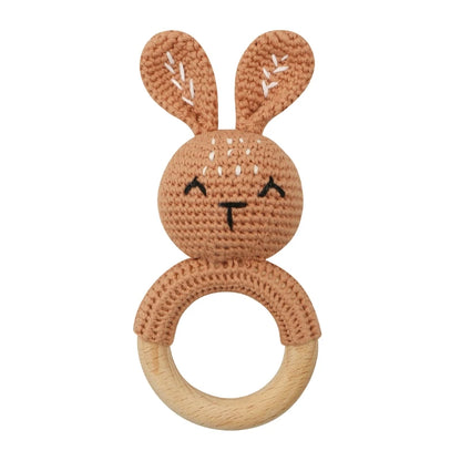 1Pc Baby Wooden Teether Crochet Rattle Toy BPA Free   Rattle Baby Mobile Gym Newborn Stroller Educational Toys Dropshipping