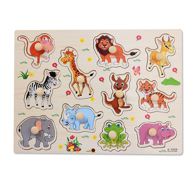 Baby Wooden Puzzle Montessori Toys 1 2 Years Toddler Alphabet Number Animals Matching Wood Puzzles Games Kids Educational Toys