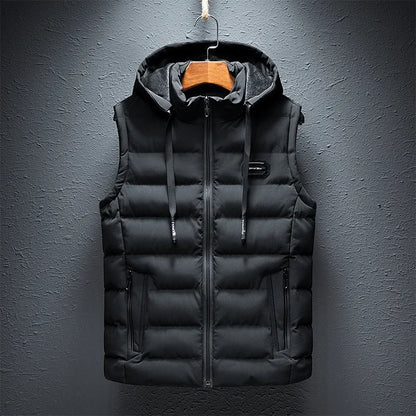 Brand Mens Jacket Sleeveless Vest Hooded Fashion Casual Coats Male Cotton-Padded Men's Vest Men Zipper Waistcoats Plus size 6XL