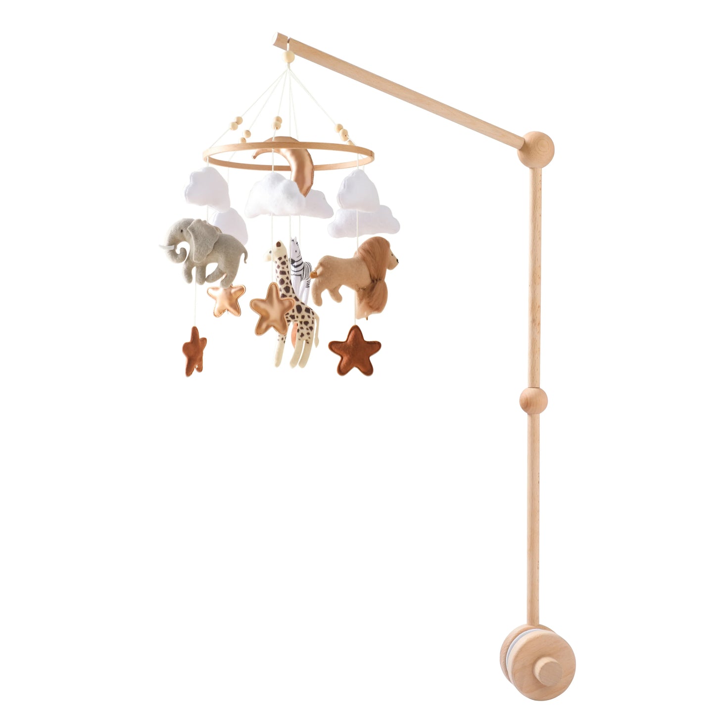 Wooden Mobile Bed Bell Crib Bracket Animal Kingdom Soft Felt Bed Bell Newborn Music Box Hanging Toy Baby Toys S for 0 12 Months