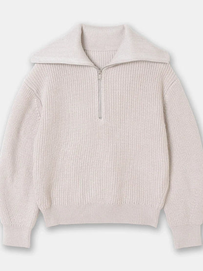 Women's Turtleneck Loose Lapel Striped Knitwear Women Pulovers New Simplicity Half Zipper Casual Fashion Women Sweaters 2025