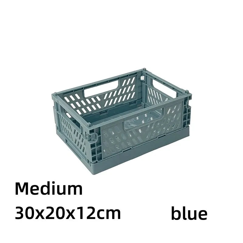 Simple Table Top Folding Storage Basket Decorative Plastic Storage Box Stationery Cosmetics Toy Stackable Storage Box