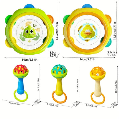 Interactive toys for infants and young children, including hand drums and hand ringing bells, newborn baby birthday gifts