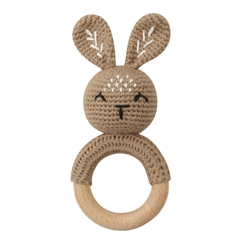 1Pc Baby Wooden Teether Crochet Rattle Toy BPA Free   Rattle Baby Mobile Gym Newborn Stroller Educational Toys Dropshipping
