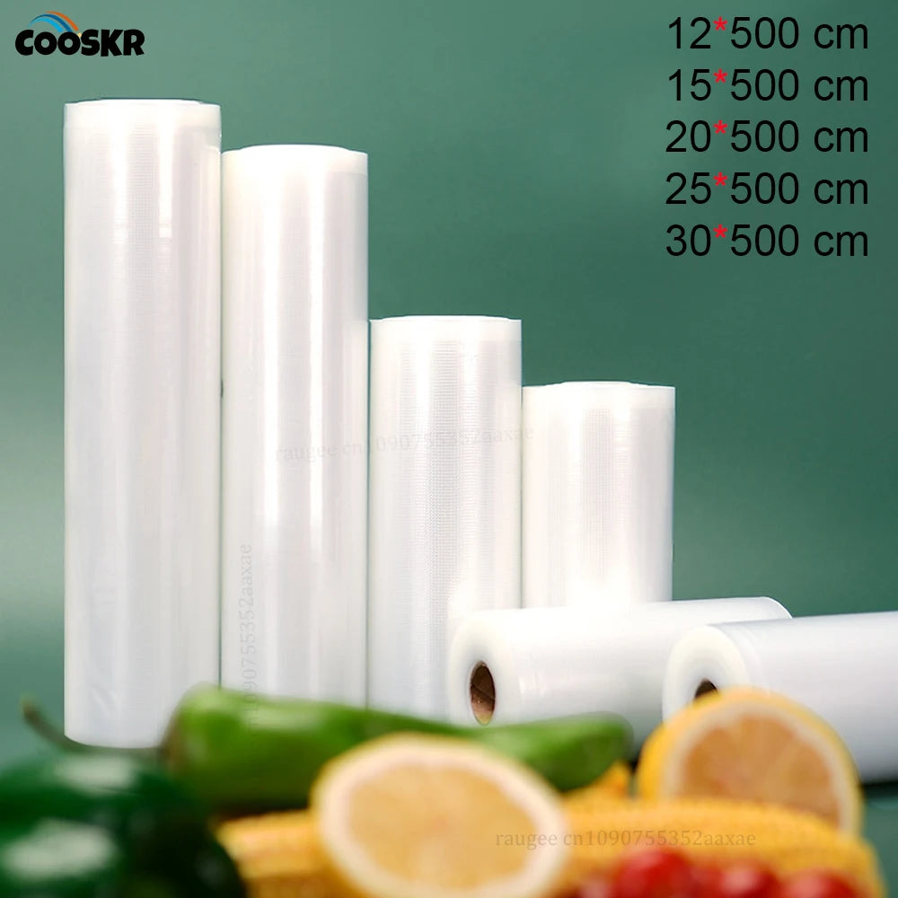 Vacuum Sealer Bags Rolls for Vacuum Sealer Meat Fruit Vegetable Food Vacuum Storage Packaging Bags 12/15/20/25/30cm 500cm/roll