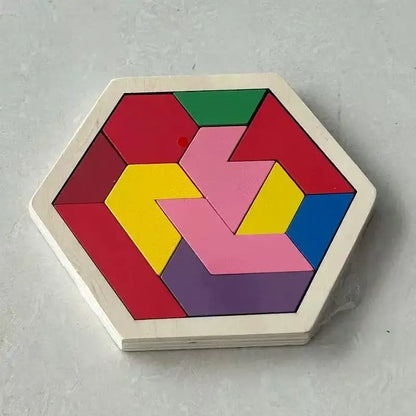 Wooden Geometric Shape Jigsaw Board Puzzles Kids Brain Teaser Non Toxic Wood Toys for Children Educational