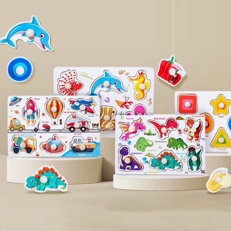 Baby Wooden Puzzle Montessori Toys 1 2 Years Toddler Alphabet Number Animals Matching Wood Puzzles Games Kids Educational Toys