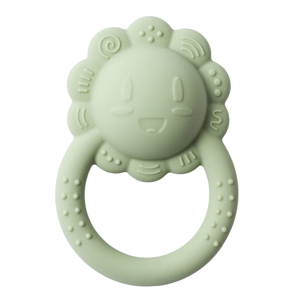 Silicone Teether for Babies Food-Grade Teething Toy Rattle 0-12 Months Baby Sensory Toy Bear Hand Bell Silicone Teething Toy