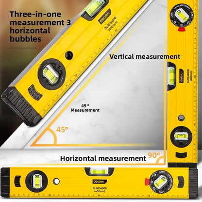 300/400/500mm Spirit Level Magnetic Torpedo Level Tool with 3 Vials Aluminum Shockproof Bubbles Level Measuring Instruments