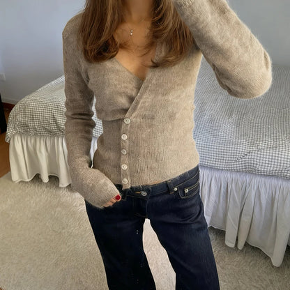 2025 Autumn Winter Long-Sleeve Fashion Women's Cardigan Sweater Knitted Coat Short Casual Single Breasted Korean Slim Female Top