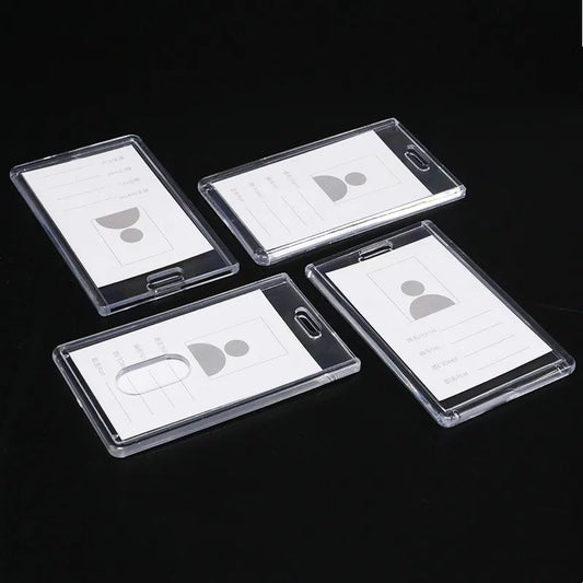 Acrylic Working Permit Case Finger Pull Push Style ID Tag Name Badge Holder Employee's Pass Work Card Holder Case