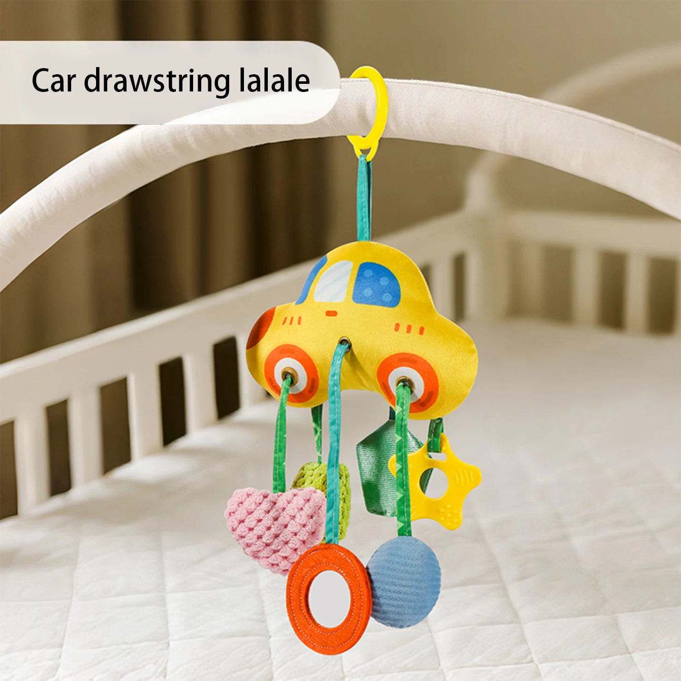 Baby car suction toy bottle, baby Lala toy pendant, newborn drawstring rattle, car seat hanging ornament, soothing accessory