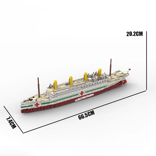 2605PCS WW2 Military MOC HMHS Britannic Hospital Ship Model DIY creative ideas high-tech Child Toy Assembly Puzzle birthday Gift
